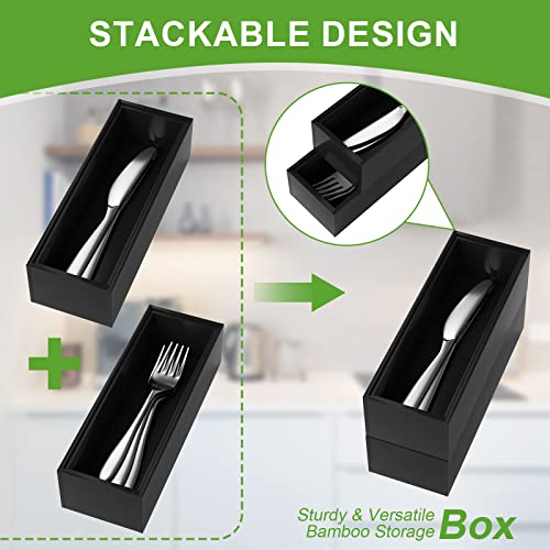 Bamboo Kitchen Drawer Organizer (9 x 3 x 2 Inch / Black)