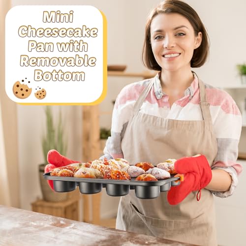 3 Pack Mini Cheesecake Pans Removable Bottom 12 Cavity (3 Count)