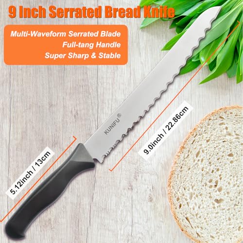 Ultra Sharp High Carbon Stainless Steel Serrated Blades Bread Knife (Silver)