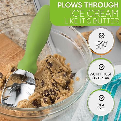 Heavy Duty Metal Ice Cream Scoop with Soft Grip Handle