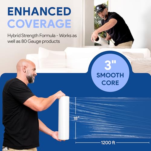4 Pack of 18'' Stretch Wrap for Moving (1200 Foot)