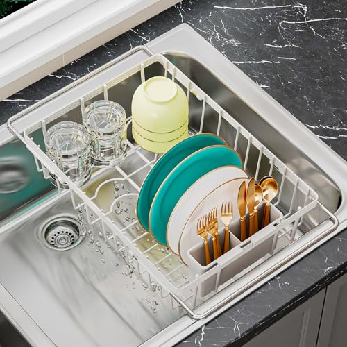 Small Dish Drying Rack in Sink (White)