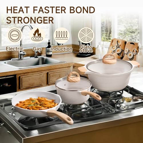 23pcs Pots and Pans Set Non Stick (23 pcs White Aluminum)