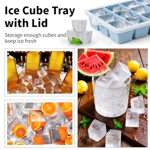 Silicone Ice Cube Tray 2 Pack (Ice Cube Tray 2 Pack / Blue+Blue)