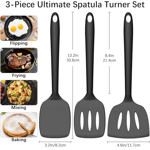 3 Pack Silicone Spatula Set (PureBlack)