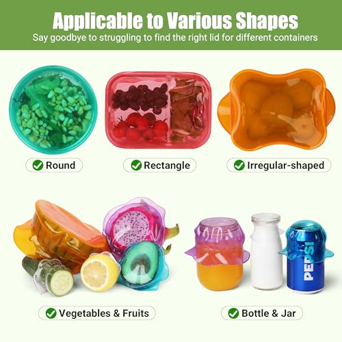 Silicone Stretch Lids for Food Storage in Fridge (12 Pcs Multicolor)