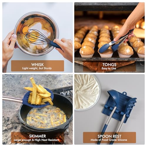 Silicone Kitchen Cooking Utensils Set (Blue)