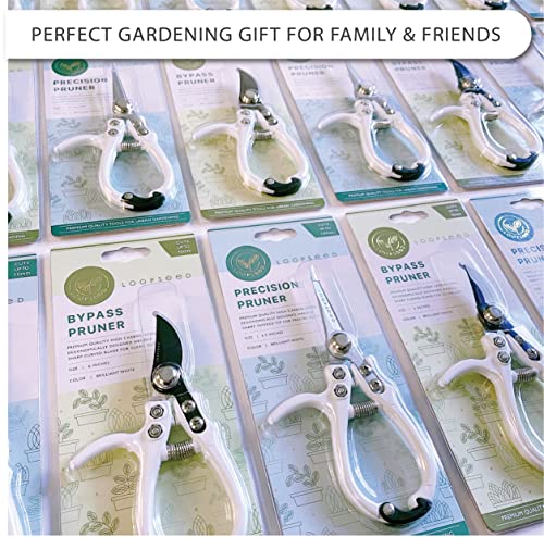 Precision Garden Shears with Vegan Leather Sheath (White & Black)