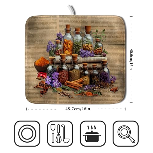 Vintage Kitchen Dish Drying Mat (Natural Materials Brown / 18" x 16")
