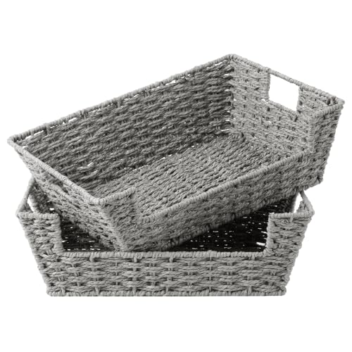 Pantry Baskets for Organizing (Gray / 16 ½"L x 12 ½"W x 5"H)