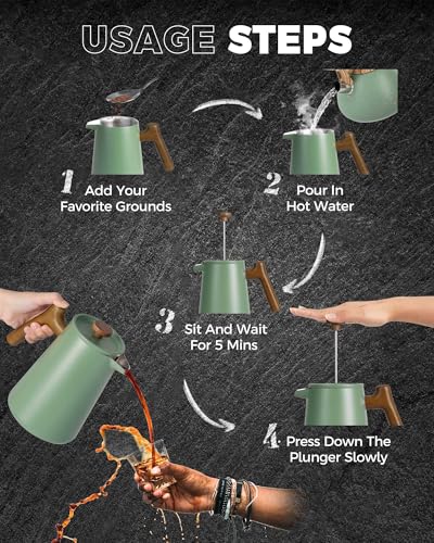 POLIVIAR French Press Coffee Maker (Green / 34 oz)