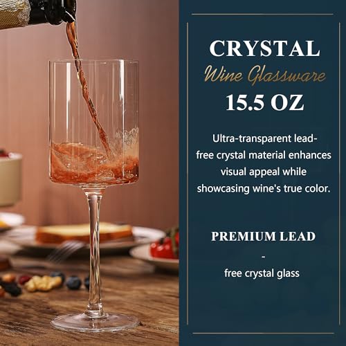 Square Crystal Wine Glasses Set of 2 (2 Count)