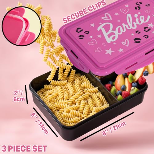 Barbie Girls Lunch Box 3Pc Set (Pink Barbie)