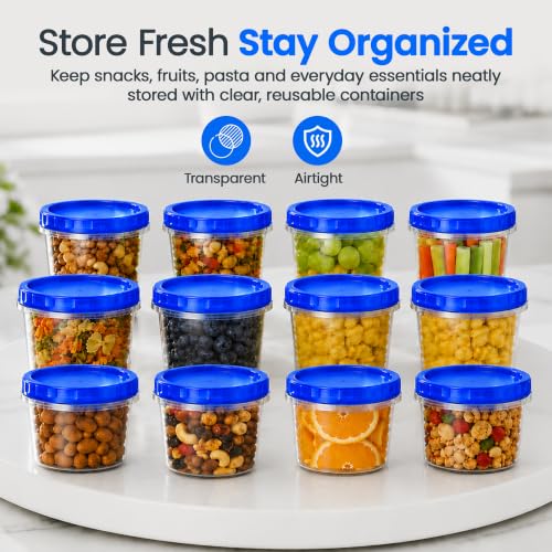 Freezer Storage Containers with Lids (12 PACK - 16 OZ - BLUE)