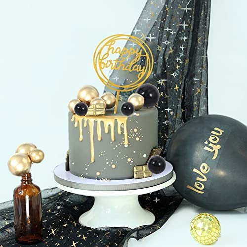Cake Topper Gold 27 Pack Cupcake Topper with Mini Balls