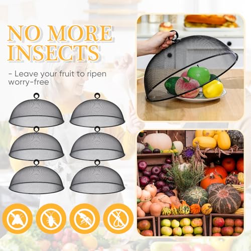 6 Pcs Metal Mesh Food Cover Outdoor Food Tents (Black / 14 Inch)