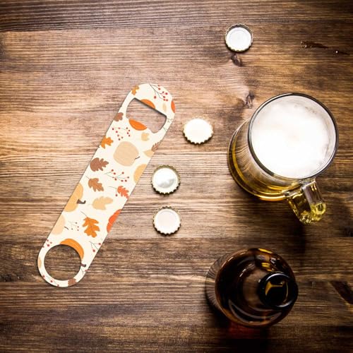 Pumpkin Stainless Steel Bottle Opener Leaf Fruit Orange Yellow Maple Leaves Gourd Butternut Autumn Floral Pattern Flat Beer Bottle Opener Keychain for Home Kitchen Bar Restaurant Party Gift (Pumpkin)