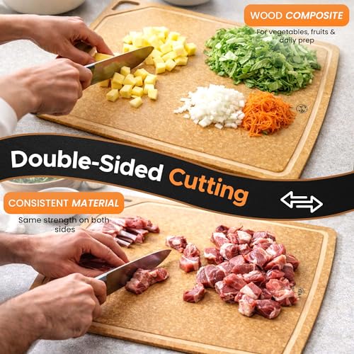 Composite Wood Cutting Board Set of 3 (Tan/Juice)