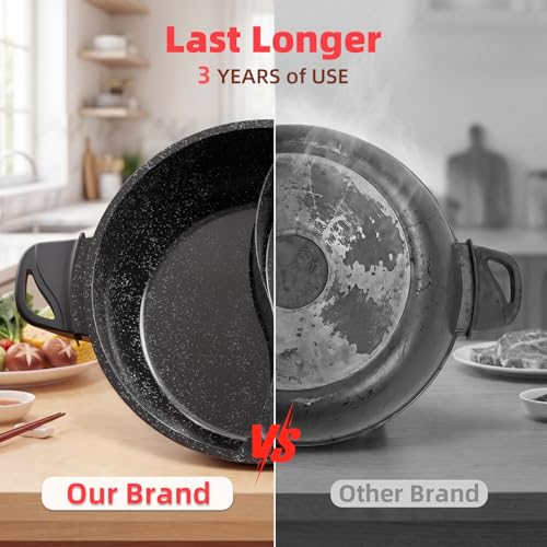 TWIN™ Dual Shabu Electric Hot Pot Fast&Even Heat (Midnight Black / 4.5 Quarts)