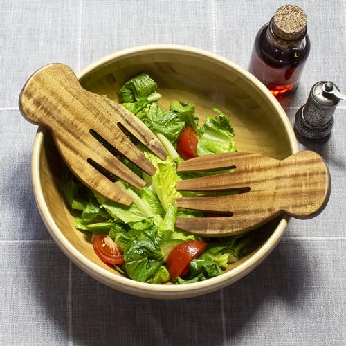 Salad Hands Acacia Wood Salad Serving Utensils for Tossing & Serving