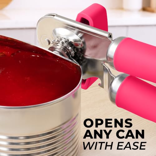 Stainless Steel Swing Open Manual Can Opener Comfortable Grip (Dragonfruit / Swing Open)