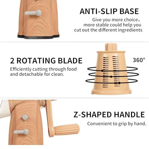 Upgrade Rotary Cheese Grater Shredder with Handle (014)