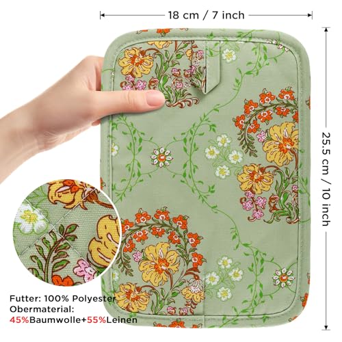 Pot Holders for Kitchen Heat Resistant Hot Pads for Countertops Oven Pot Holders Cotton Potholders for Kitchen Cooking Baking (Sweet Flowers-rectangular)