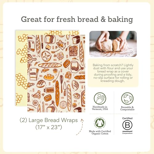 Beeswax Bread Wraps (Bakery Lane & Honeycomb 2 Pack)