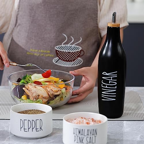 Ceramic Olive Oil Dispenser for Kitchen (Black-Vinegar)