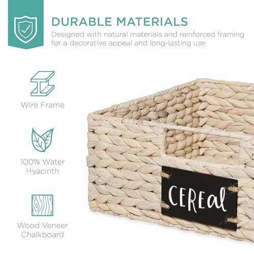 Set of 4 13x12in Water Hyacinth Pantry Baskets (13x12x5in / White)