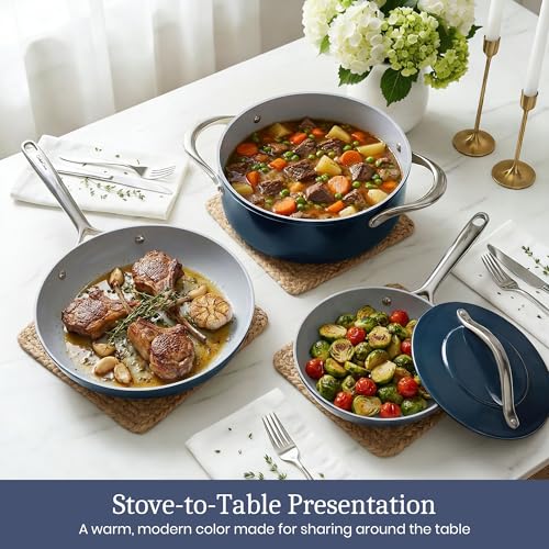 Premium Ceramic Frying Pan (10 inch / Navy Blue)