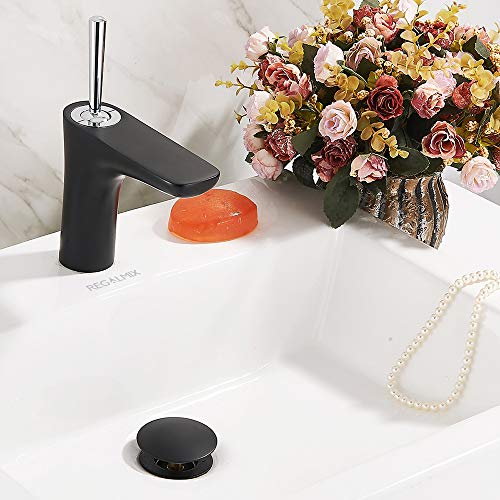 Pop Up Drain Bathroom Faucet Vessel Vanity Sink Drain Stopper (Without Overflow / Black)