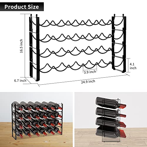 4 Tier Wine Rack (Black / 24-Bottle)