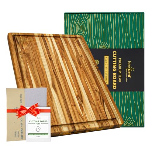 Large Teak Wood Cutting Board with Juice Groove (22"L x 16"W)