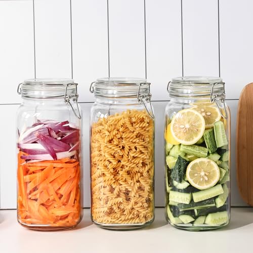 78oz Glass Food Storage Jars with Airtight Clamp Lids