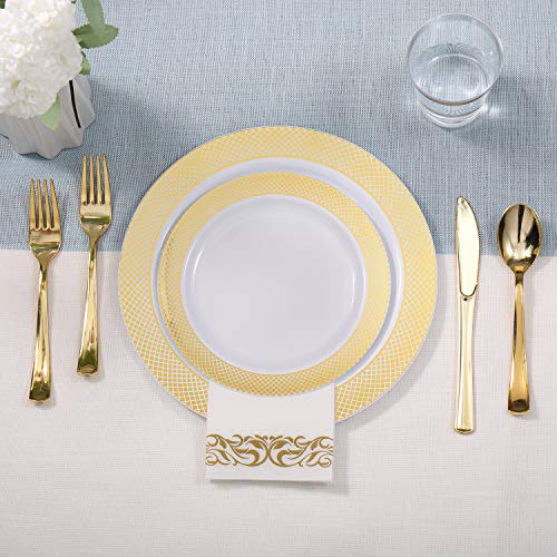 175 Pieces Gold Dinnerware Set for 25 Guests (175Pack Gold Dinnerware Set)