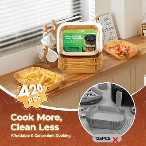 420PCS Air Fryer Liners Disposable 8.0" x 5.5" for Ninja Dual Zone (8" x 5.5" Rectangle)