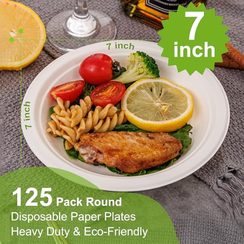 7 Inch Paper Plates 125 (White / 7Inch（125 PCS）)