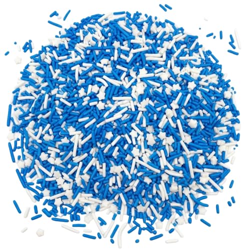 Sprinkles Edible Cake and Cupcake Sprinkles with Assorted Shapes and Sizes for Parties (Blue White)
