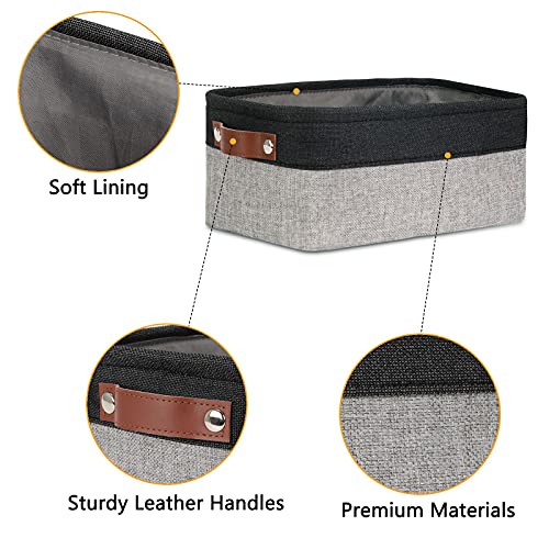 Small Storage Baskets for Shelves (Black&Grey / XS-12"x8"x5")