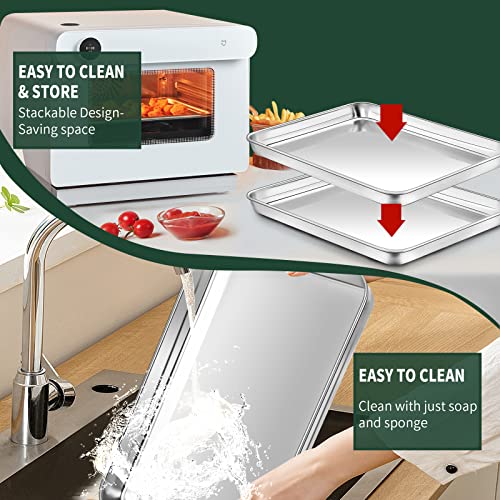 4 PCs Small Baking Sheet With Wire Rack Set [2 Pans + 2 Cooling Racks]
