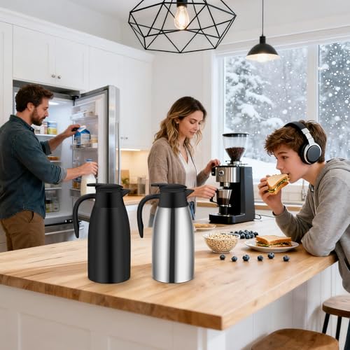 70oz Thermal Coffee Carafe Insulated Coffee Thermo (Silver&Black)