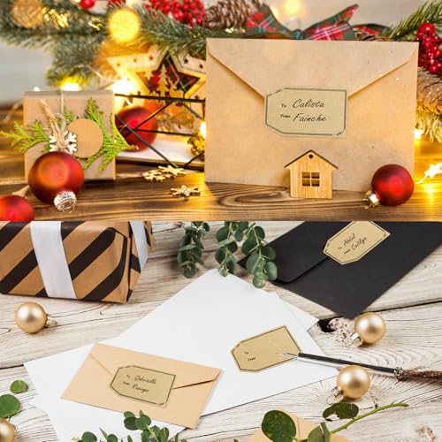 600PCS Gift Tag Stickers (Kraft-gold / 1.18 x 2 inches)