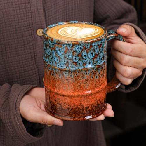 Coffee Mug 20 Oz Coffee Cups Ceramic Tea Cup Large Coffee Mug for Office and Home (Blue and Brown)
