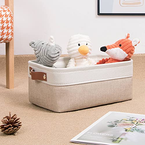 Small Storage Bins (White&Khaki / XS-12"x8"x5")
