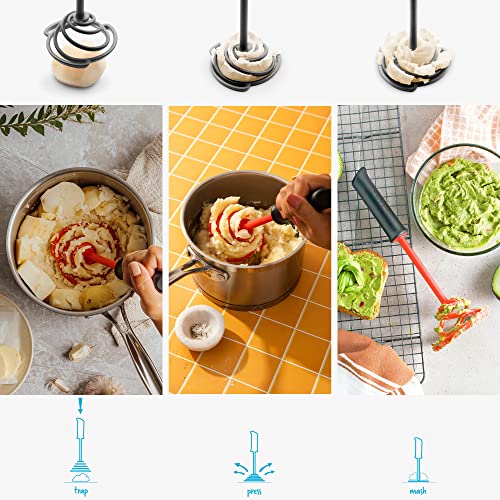 Smood Lite Ergonomic Spring Coil Potato Masher (Smood Lite / Black)