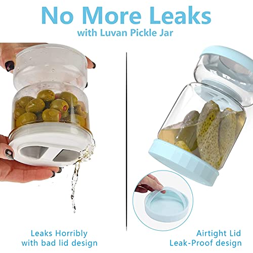 Pickle Jar with Strainer Flip (34oz Blue)