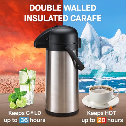 Airpot Coffee Dispenser with Pump (102 Ounces / 2 Pack)