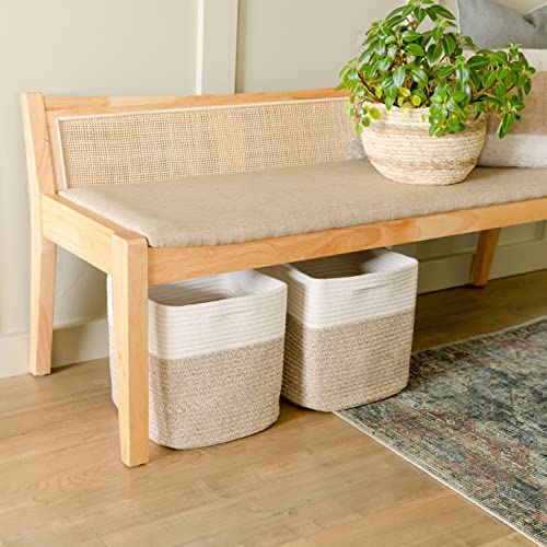 Storage Cubes 11 Inch Cotton Rope Woven Baskets for Organizing (Off White & Mixed Brown)