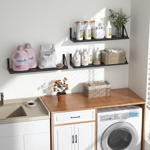 Floating Shelves for Wall (Black / 23.62"W x 5.9"D x 5.4"H,Set of 3)